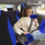 Fluffy Car Seat Covers Set 17pc Universal Fit Women Blue Black Interior Kit - Image 6