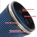 High-Flow 6" Cold Air Intake Filter Blue Washable Performance Cone - Image 4