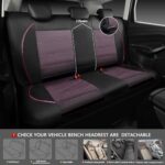 Universal Car Seat Covers Black Pink PU Leather Full Set Airbag Safe Zippered - Image 4
