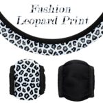 Leopard Print Car Interior Set: 17pc Seat Covers Steering Wheel Protection - Image 2