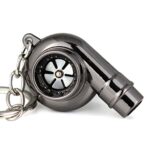 maycom Creative Spinning New Chrome Polished Gunmetal Black Turbo Turbocharger Keychain Key Chain Ring Keyring Keyfob,make Whistle Sound