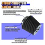 Universal 76-102mm High Flow Air Intake Filter Washable Black - Image 3