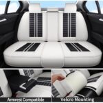 Premium Leather Car Seat Covers Full Set Waterproof Black White SUV - Image 4