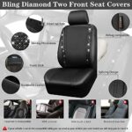 Sparkly Black Leather Car Seat Covers | Universal Fit Rhinestone Bling Design - Image 7