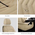 Waterproof Leather Car Seat Covers SUV Universal Fit Front Seats Beige - Image 9