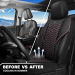 CAR PASS Pink Mesh Leather Front Seat Covers Universal Airbag Safe - Image 6