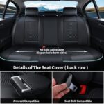 Coverado Nappa Leather Car Seat Covers Full Set Waterproof Black Blue - Image 4