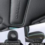 Coverado Nappa Leather Car Seat Covers Full Set Waterproof Black Blue - Image 5