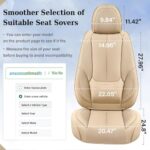 Waterproof Leather Car Seat Covers Full Set Beige Universal Fit - Image 6