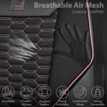 CAR PASS Pink Mesh Leather Front Seat Covers Universal Airbag Safe - Image 4