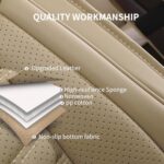 Waterproof Leather Car Seat Covers SUV Universal Fit Front Seats Beige - Image 4