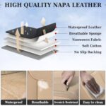 Waterproof Leather Car Seat Covers Full Set Beige Universal Fit - Image 7
