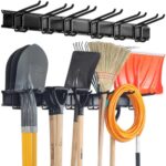 Aking Ace Wall Mount Tool Storage Rack, Garage Organization, Heavy Duty Garage Storage Tool Organizer, Garden Tool Wall Hooks and Hangers, Hold Up to 350lbs Black