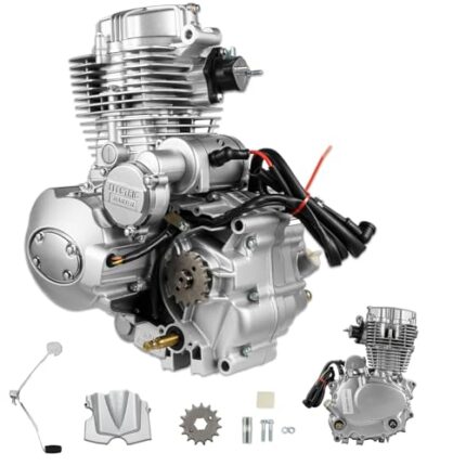 CUBELLIN 250CC Engine 4 Stroke 14HP Motorcycle Engine Kick/Electric Start ATV Engine Motor with 5-Speed Manual Transmission Vertical Engine Dirt Bike Engine