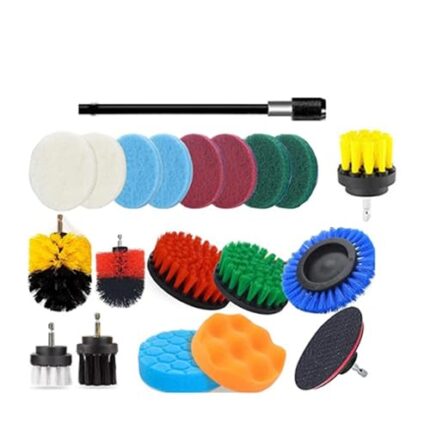 Compatible with UNTIOR Electric Drill Brush Attachment Set Power Scrubber Brush Car Polisher Kitchen Bathroom Cleaning Kit Toilet Cleaning Tools(20pcs)