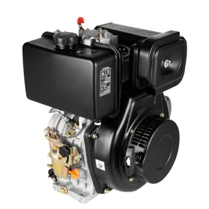 Diesel Engine, 4-Stroke 10hp 418cc Diesel Motor, 6.3kw 3600rpm Vertical Horizontal Shaft Diesel Tiller Motor, w/Recoil Manual Start&Air-Cooled, for Micro-tillers, Drainage, Irrigator, 186FA, Black