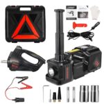 Electric Car Jack kit 5 Ton 12V Electric Floor Jack Lift for Vehicle, Electric Hydraulic Jack Auto Repair Tool Set with Built-in Inflator and Impact Wrench for SUV Sedan Truck Tire Change