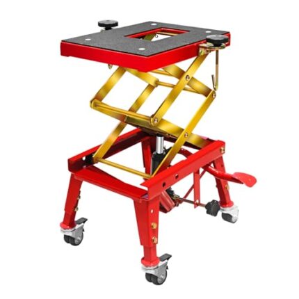 Jack Boss 350 Lbs Motorcycle Lift Jack Table, Hydraulic Foot-Operated Scissor Lift Jack for ATV Dirt Bike, Motorcycle Stand with 4 Wheels