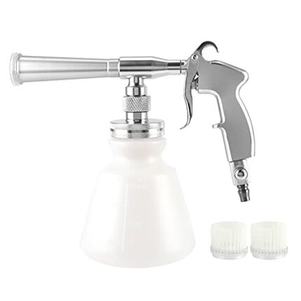 KLLJRFW Car Cleaning Gun, 6.2 to 9.5KG High Pressure Air Blower Gun for Car Detailing, Quickly Clean Car Interior Cleaning Kit with 2 Nozzles and Thickened Foam Bottle (Silver)