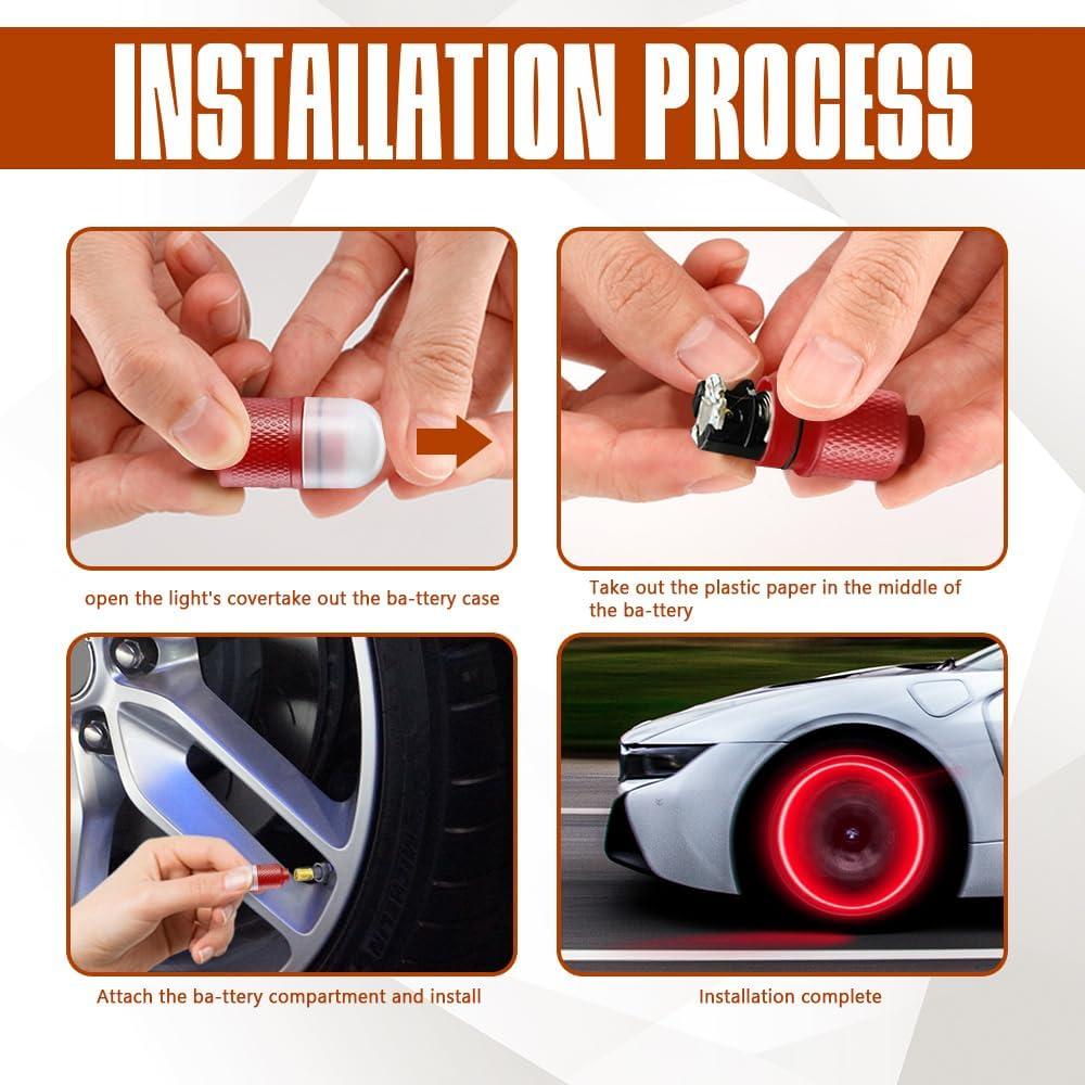 Light Up Our Ride: 4PCS LED tire Valve Cap Lights Unveiled!