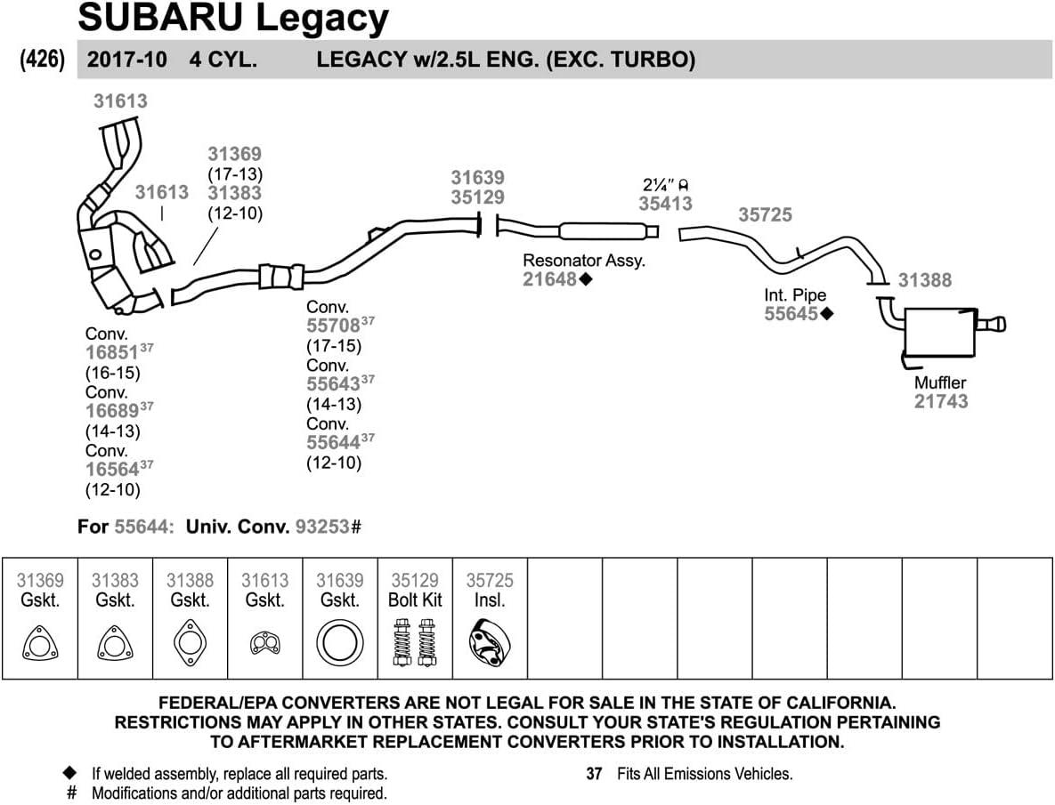 Subaru Legacy Performance: Walker 55645 Exhaust Pipe Pro