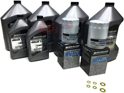 MERCURY VERADO Quicksilver TWIN ENGINE Oil Change Kit 25W50 w/Lower Unit Hi-Performance Gear Lube & Gaskets L6 200/225/250/275/300/350/400HP 400R Outboard Models