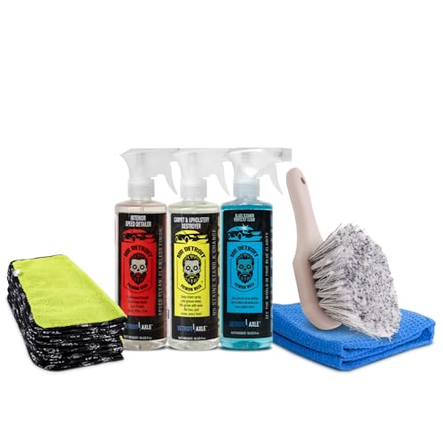 Mr. Detroit - 6pc Car Wash Kit with Carpet & Mr. Detroit - 6pc Car Wash Kit with Carpet & Upholstery Cleaner, Interior Speed Detailer, Glass Cleaner, Waffle Microfiber Towel, Premium Towels, Wheel Body Brush, Non-Scratch Deep Cleaning