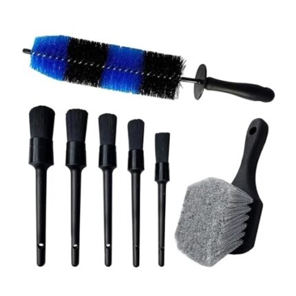 NATTCO Car Washing Kit Wheel Tire Brush Set Long Soft Bristle Detail Brushes Microfiber Cleaning Cloth Cleaning Wheel Car Detailing Kit (Color : Car04-blue), HUIM SHSE3 STORE-1