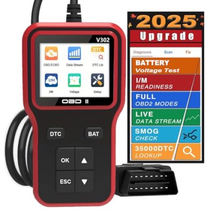 OBD2 Scanner Diagnostic Tool, Car Battery Tester 2.8'' Screen Check Engine Light Fault Car Code Reader, Car Diagnostic Tool with Reset and Clear Error Codes Scanner for Cars/Vehicles After 1996