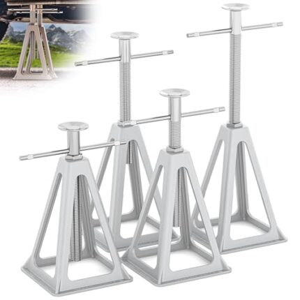 WELLUCK RV Stabilizers Jacks 4 Pack,Screw Jack Stands for RV Camper Travel Trailer Leveling,Aluminum,Single Support Up to 6000 Lbs, Adjustable from 11" to 17"