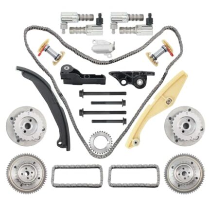 YINAVAGAD 90738S Engine Timing Chain Kit & Variable Valve Timing Solenoid & VVT Cam Phaser for Ford Edge Explorer F150 Mustang Taurus Transit, for Lincoln MKX MKS MKZ 3.7L, OE# AT4Z6256A AT4Z6M280A