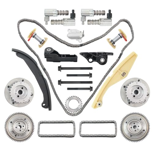YINAVAGAD 90738S Engine Timing Chain Kit & Variable Valve Timing YINAVAGAD 90738S Engine Timing Chain Kit & Variable Valve Timing Solenoid & VVT Cam Phaser for Ford Edge Explorer F150 Mustang Taurus Transit, for Lincoln MKX MKS MKZ 3.7L, OE# AT4Z6256A AT4Z6M280A