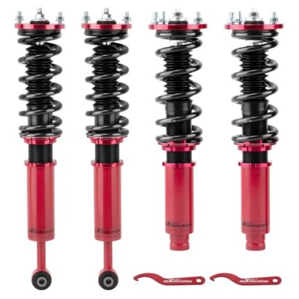 ZYauto Coilovers for Honda Accord 1998-2002, for Acura CL 2001-2003, for Acura TL 1999-2003, Height Adjustable Coilovers Suspension Kit, Preset Damping Shock Absorber Struts, Lowering Kit Red