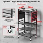 JUNNUJ Rolling Tool Cart Organizer with 20A Charging Station Red - Image 4