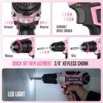 Bielmeier 20V Pink Cordless Drill Set 236PC Women's Tool Kit - Image 3