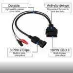 Fiat 3 Pin to OBD2 16 Pin Diagnostic Adapter Cable Connector - Image 3
