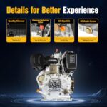 Powerful 10HP Diesel Engine 418CC Single Cylinder Air-Cooled Manual Start Pump Tiller Motor - Image 5