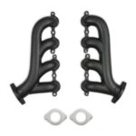 Super Shops LS Cast-Iron Exhaust Manifolds - Black Ceramic Coated - Pair