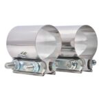 Elifecenter 2.5 inch Exhaust Clamps, 2 1/2 Inch Exhaust Lap Joint Butt Clamps, T304 Stainless Steel Band Clamp w/High Grade Bolts(2 Pieces)