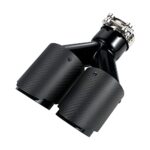 A-KARCK Carbon Fiber Exhaust Tip 3" Inlet to Dual 3.5" Outlet, High Temperature Resistance 9.8" Long Stainless Steel Tailpipe tip (Black Shell)