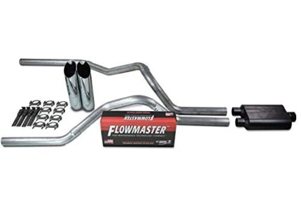 Truck Exhaust Kits - Shop Line Dual Exhaust System 2.5 inch Aluminized Pipe Flowmaster 40 Series Chrome Tips
