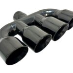 Quad Exhaust Tip Center 2.50 inlet 3.50 X 15.00 WQUAD35015-250-BC-SS Rolled Slant Black Chrome Plated 304 Stainless Steel Wesdon Exhaust Tip