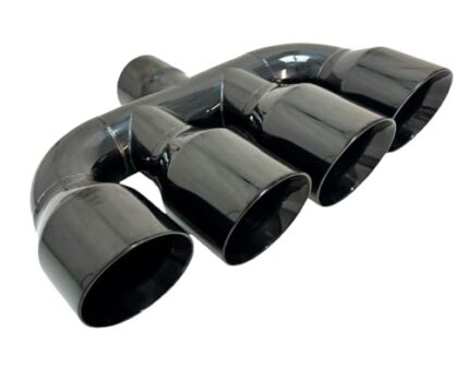 Quad Exhaust Tip Center 2.50 inlet 3.50 X 15.00 WQUAD35015-250-BC-SS Rolled Slant Black Chrome Plated 304 Stainless Steel Wesdon Exhaust Tip