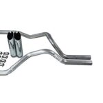 Truck Exhaust Kits - Shop Line Dual Exhaust Sytem 2.5 inch Aluminized Pipe No Muffler Chrome Tips