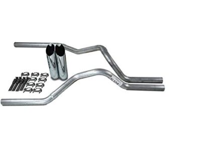 Truck Exhaust Kits - Shop Line Dual Exhaust Sytem 2.5 inch Aluminized Pipe No Muffler Chrome Tips