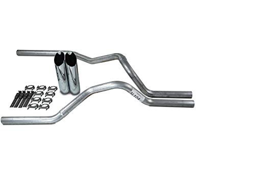 Truck Exhaust Kits - Shop Line Dual Exhaust Sytem 2.5 Truck Exhaust Kits - Shop Line Dual Exhaust Sytem 2.5 inch Aluminized Pipe No Muffler Chrome Tips