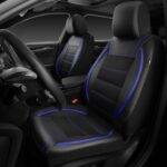 CAR PASS Leather Front Seat Covers Waterproof Black Blue Universal Fit Airbag Compatible - Image 4