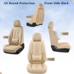 Premium Beige Leather Car Seat Covers - Waterproof Full Set Universal Fit - Image 5