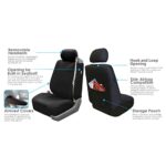 FH Group Universal Black Front Car Seat Covers with Seatbelt - Image 3