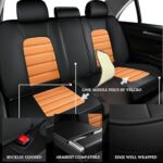 Subaru Crosstrek Leather Seat Covers | Waterproof Airbag Compatible | Black Orange - Image 3